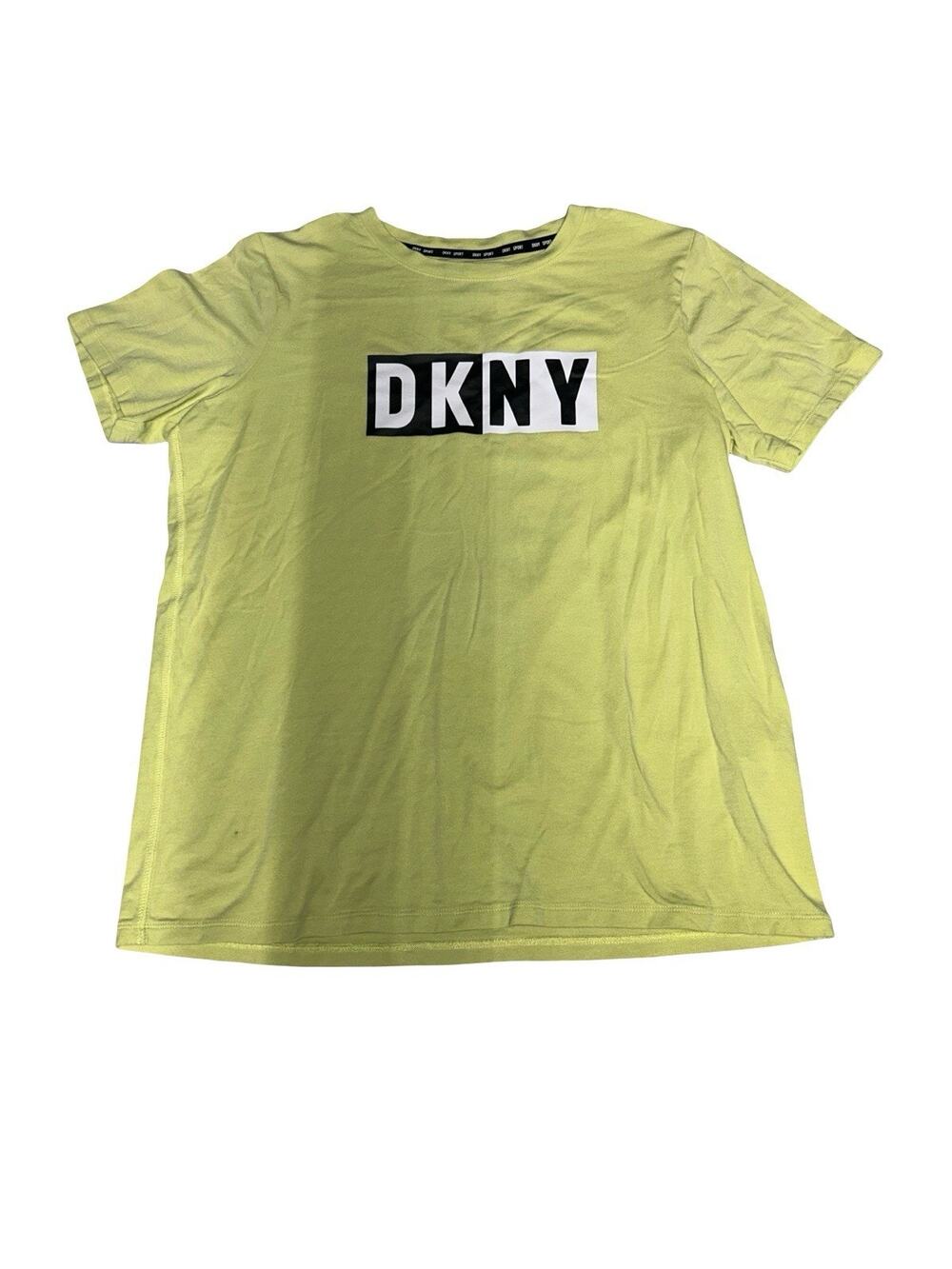 DKNY Sport Logo Graphic Short Sleeve T Shirt Women’s Medium Yellow